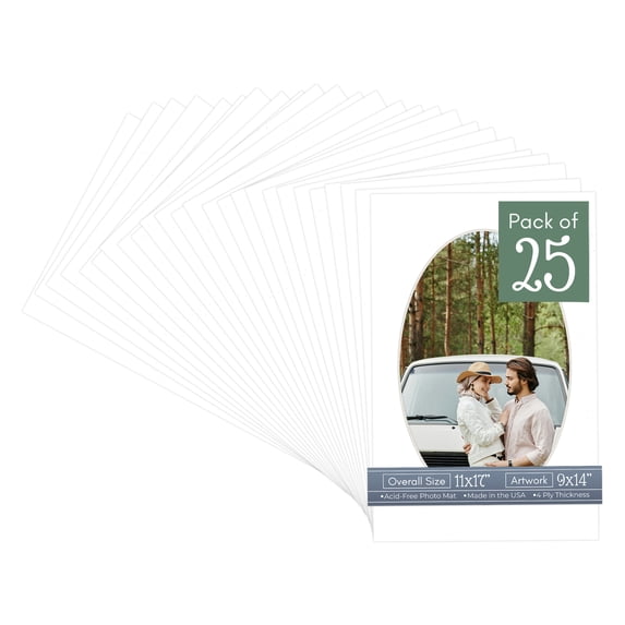 Golf Ball Texture Picture Frame Mat for 11x17 Frames - Oval Opening for 9x14 Photos - 25 Mats