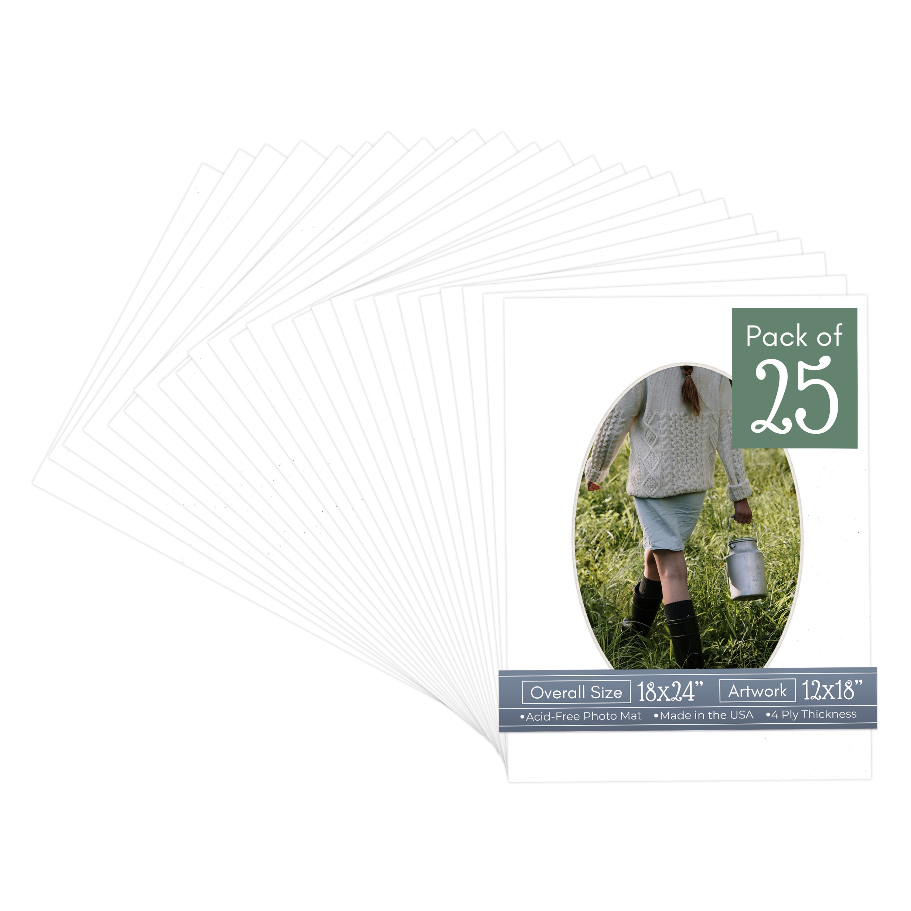 Golf Ball Texture Picture Frame Mat for 18x24 Frames - Oval Opening for 12x18 Photos - 25 Mats