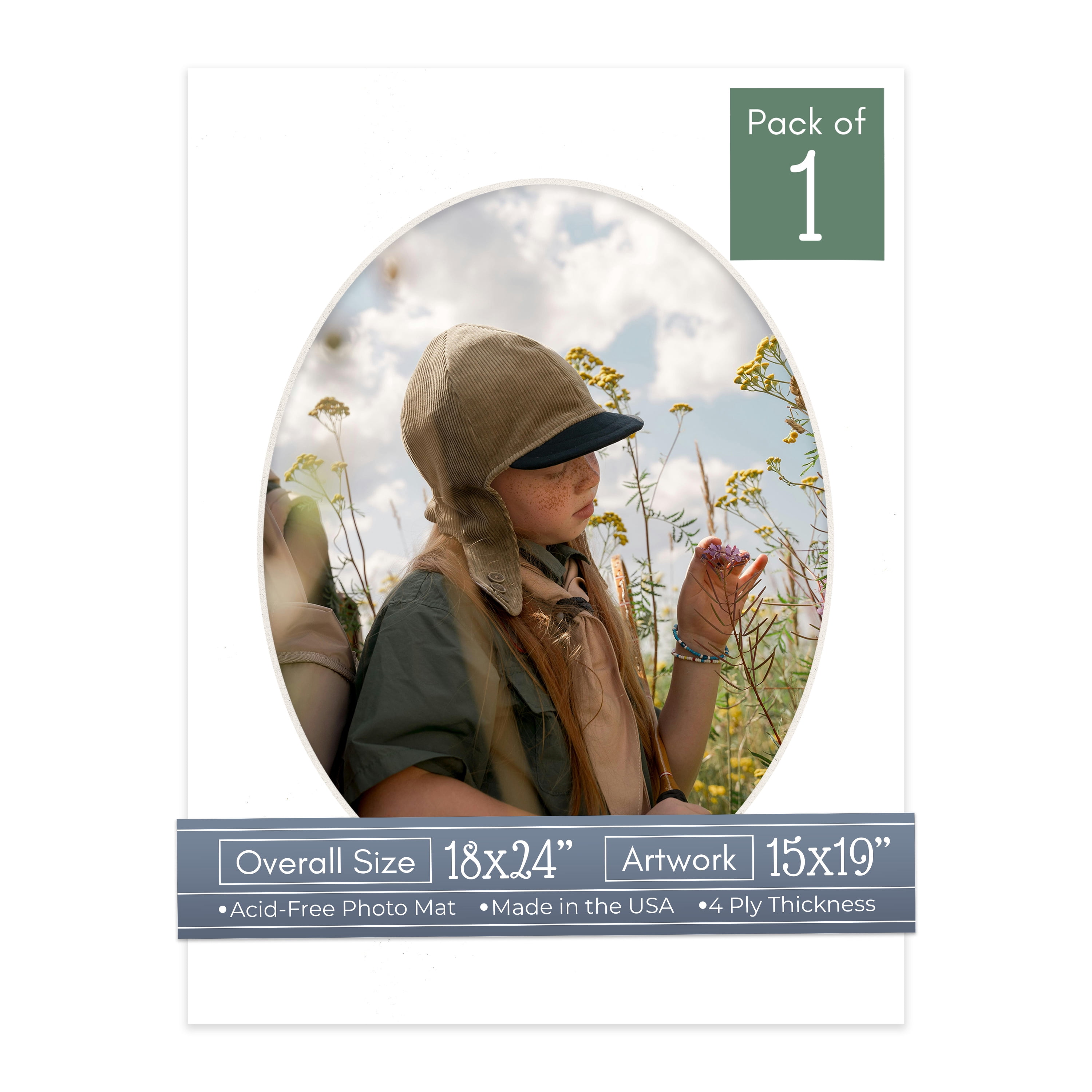 Golf Ball Texture Picture Frame Mat for 18x24 Frames - Oval Opening for 15x19 Photos - 1 Mat