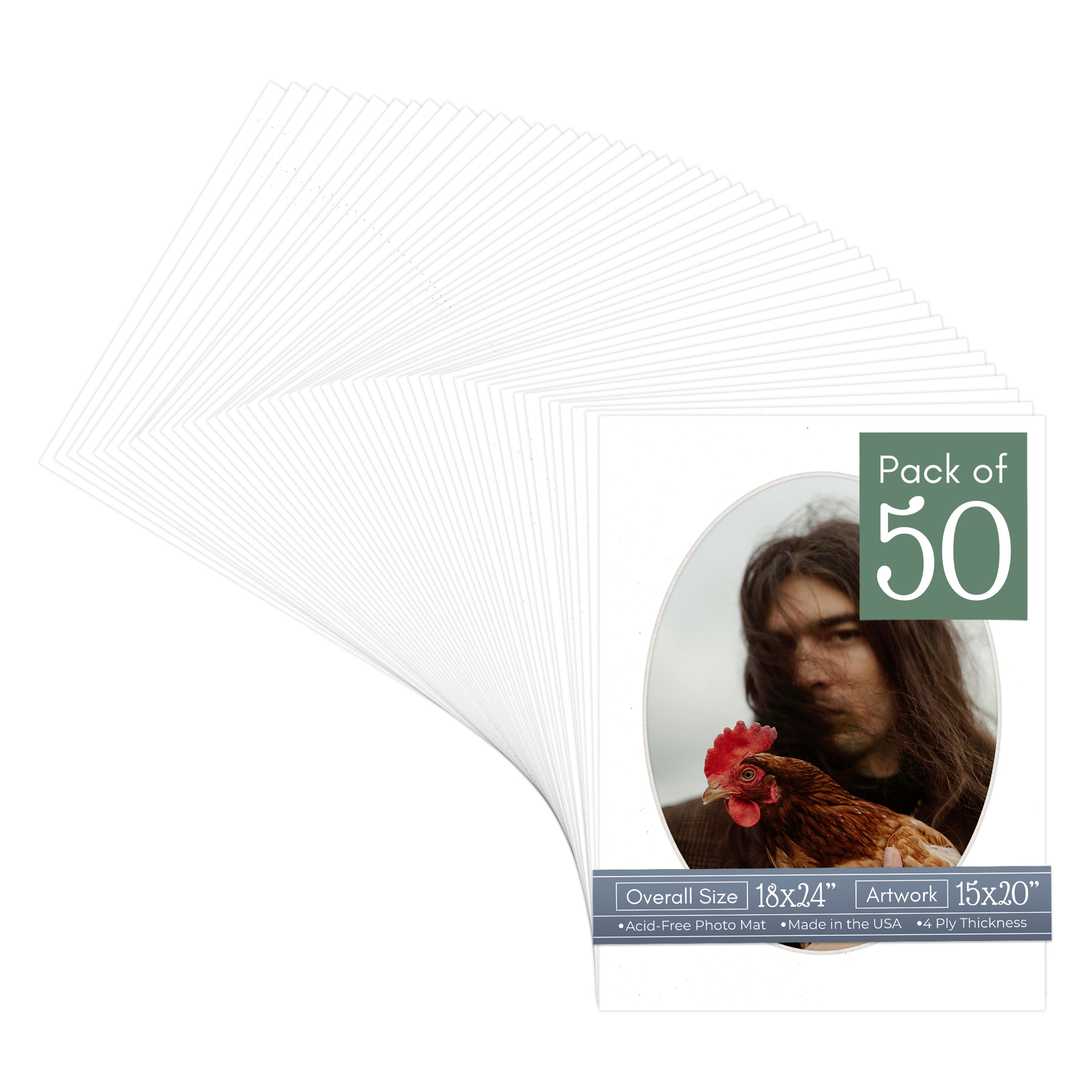 Golf Ball Texture Picture Frame Mat for 18x24 Frames - Oval Opening for 15x20 Photos - 50 Mats