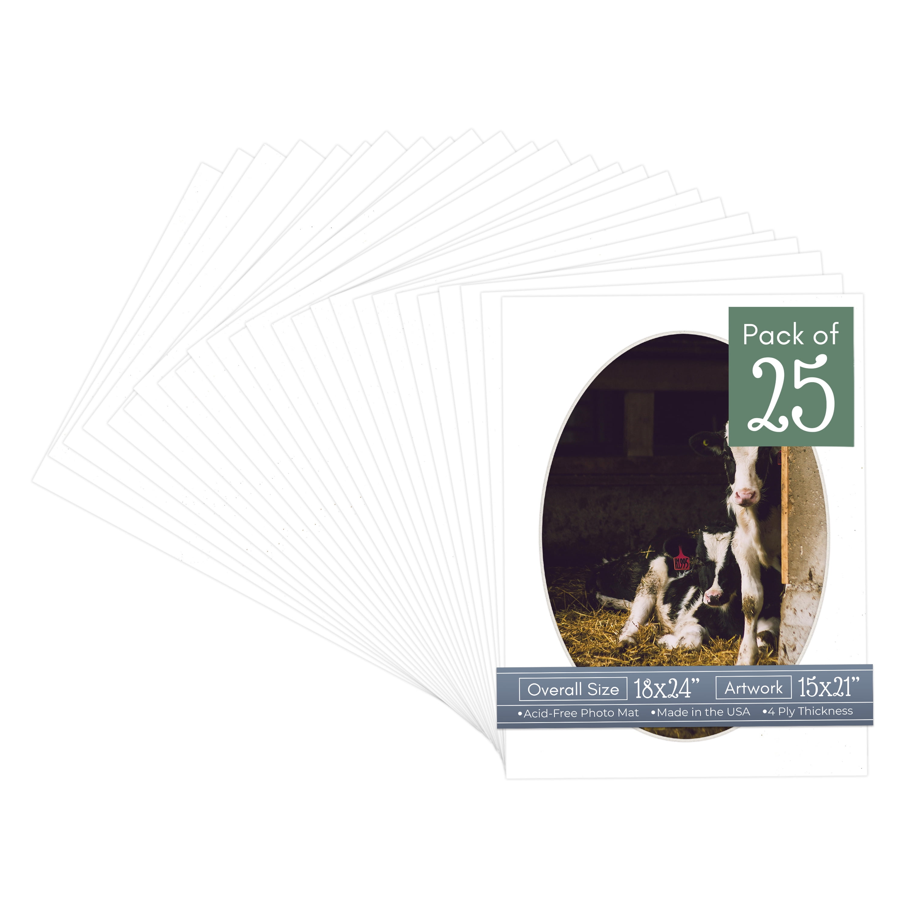 Golf Ball Texture Picture Frame Mat for 18x24 Frames - Oval Opening for 15x21 Photos - 25 Mats