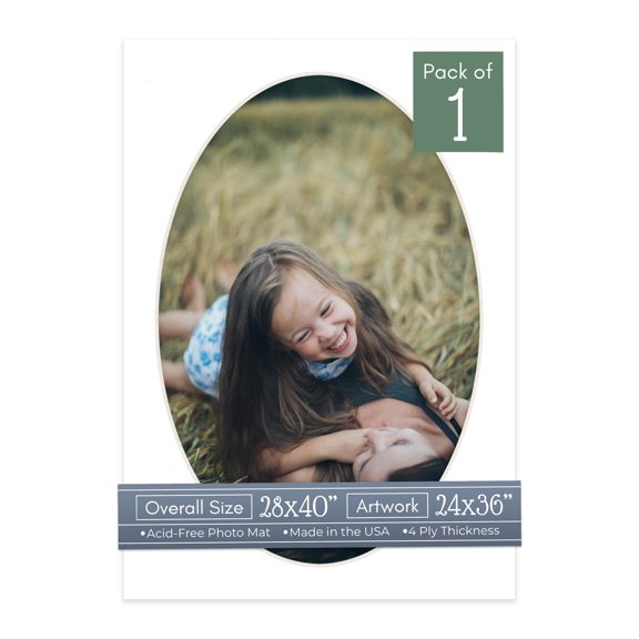 Golf Ball Texture Picture Frame Mat for 28x40 Frames - Oval Opening for 24x36 Photos - 1 Mat