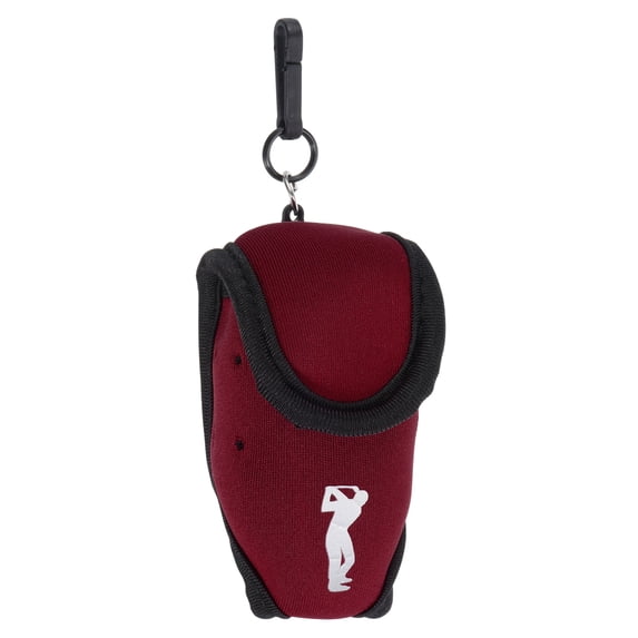 Golf Ball Waist Bag with Tee Holder, Buckle, Clip for Women Men Belt Golf Storage, Wine Red