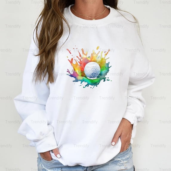 Golf Ball Watercolor Golfer Splash Aesthetic Graphic Unisex Sweatshirt M392307, Up to Size 5XL