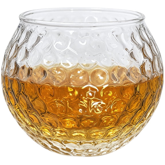 Golf Ball Whiskey Glass, 400ml Large Capacity Drinking Tumbler, Golf Ball Shaped Drinking Glassware, 2.8 x 1.6 x 3.1 Inches for Scotch, Cocktails, Golfer Gifts