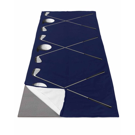Golf Ball Yoga Towel for Hot Yoga Non Slip, Navy Blue Monochrome Sport Yoga Mat Towel Absorbent Yoga Sweat Towels Microfiber Hot Yoga Blanket for Bikram Pilates 26"x70"