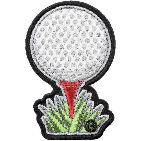 Golf Ball on Red Tee Patch, Health & Fitness Patch, White,  Red, Green, Black ,Fabric, Patchstop