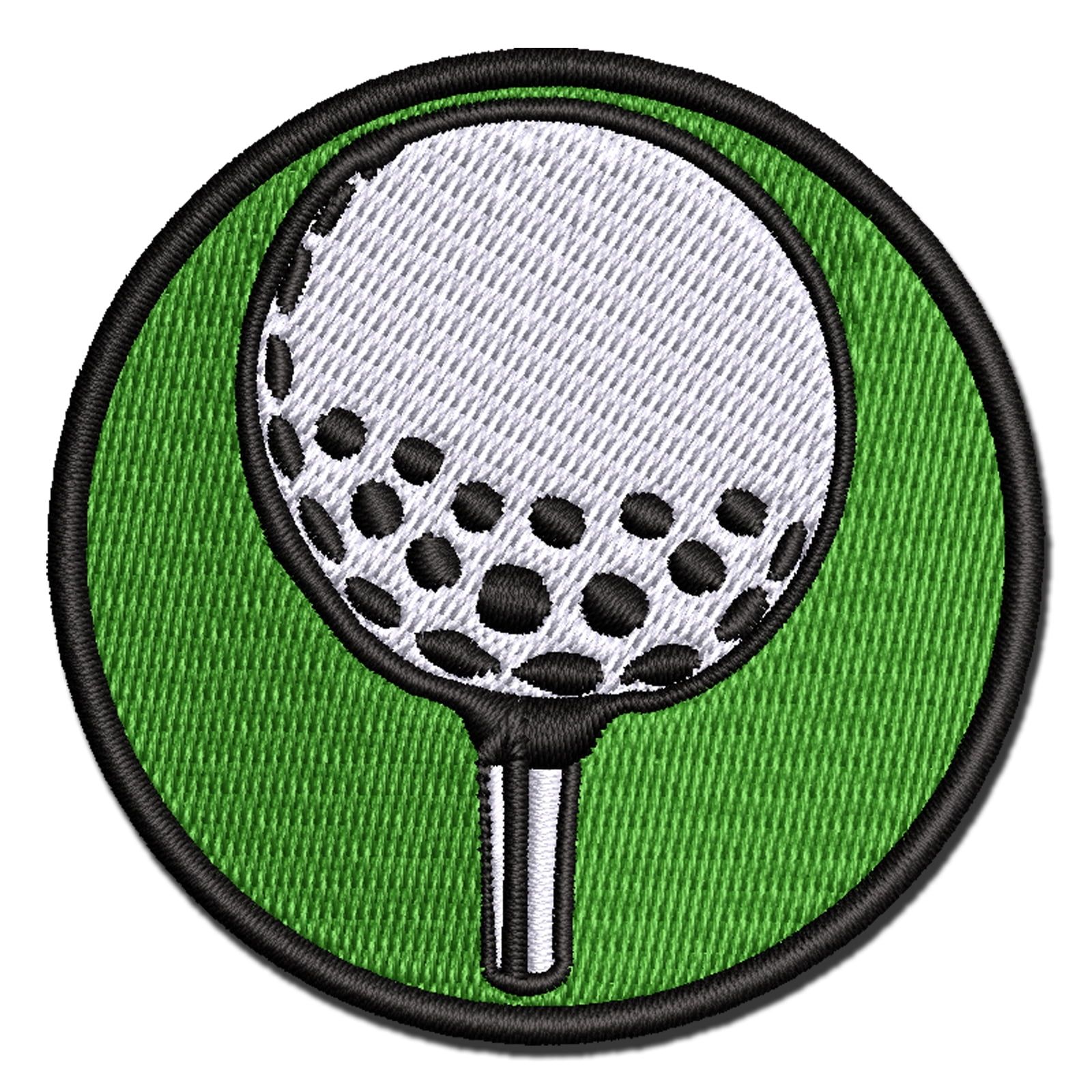 Golf Ball on Tee Applique Multi-Color Embroidered Iron-On Patch - 3.5 Inch Large