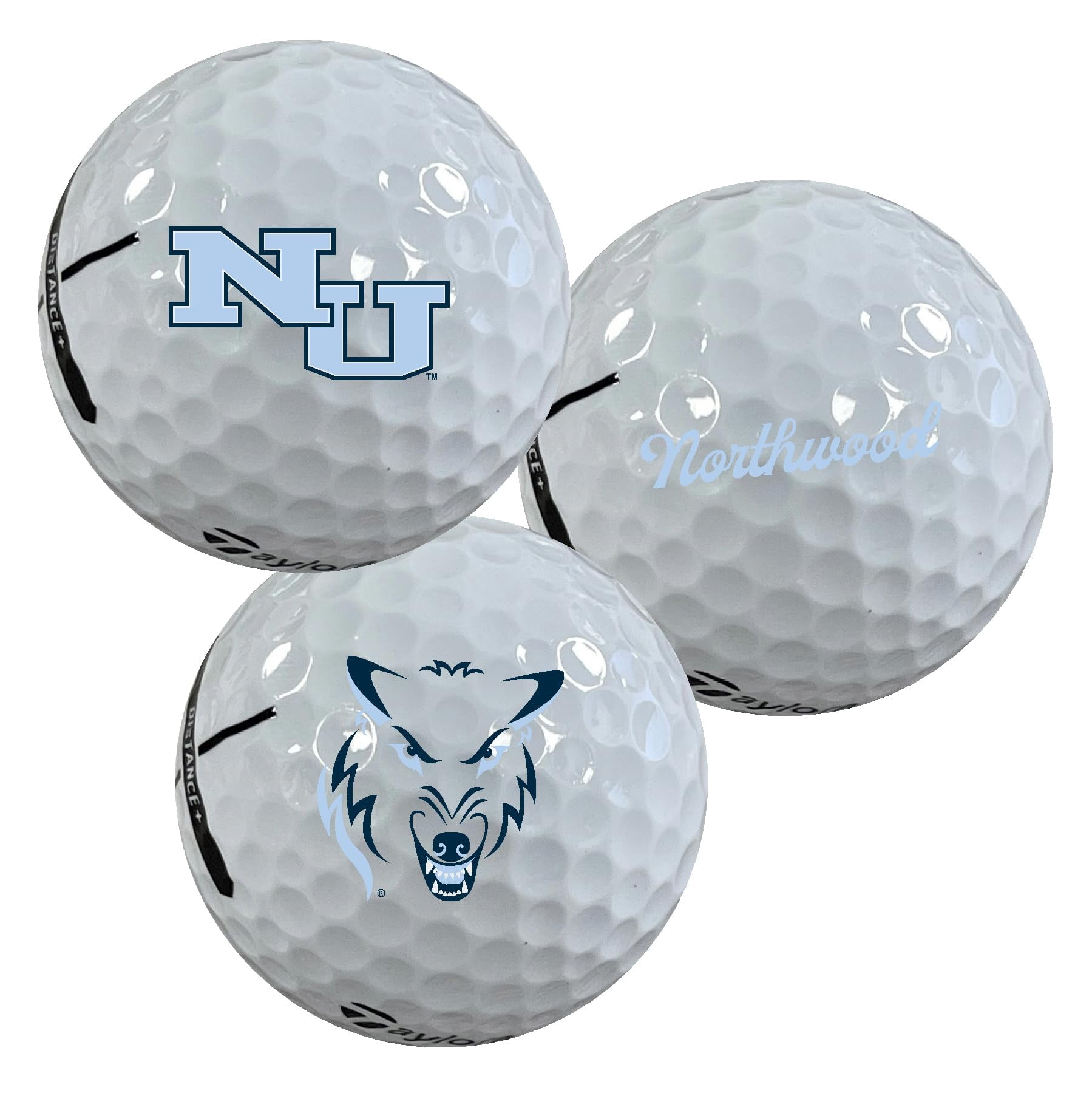 Golf Balls 12-Pack (Dozen) Northwood University Timberwolves Logo Edition Taylormade Distance+