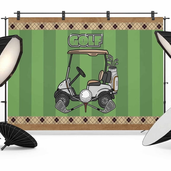 Golf Balls Backdrop for Photoshoot,Photography Photo Studio Background Wall Backdrop,Green Sports Art Truck Brown Lattice Back Drop Banner Panel for Portraits Wedding Live Streaming Decor 12x8Ft