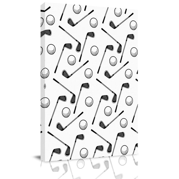 Golf Balls Canvas Wall Art for Living Room, Retro Sports Style Golf Poles Minimalist Modern Wall Decor Framed Artwork Pictures Ready to Hang for Bedroom Office Home Decor