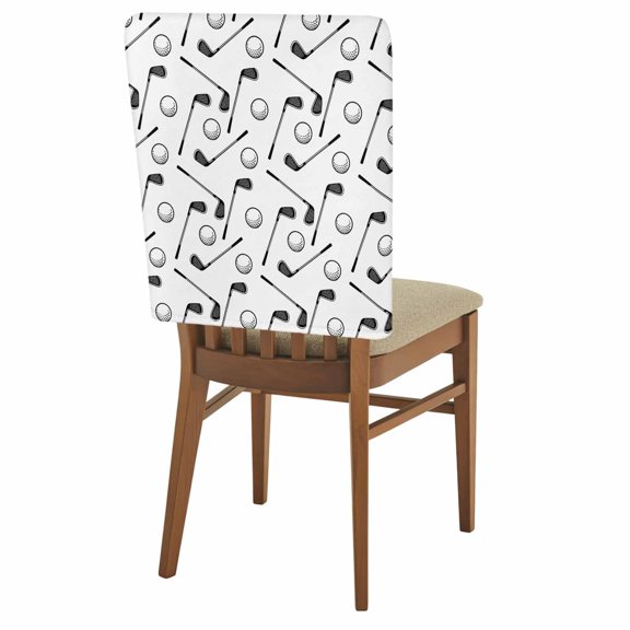 Golf Balls Chair Back Covers Set of 4 Retro Sports Style Golf Poles Minimalist Modern Removable Dining Chair Slipcovers Washable Seat Protector for Restaurant Party Banquet Kichen Decor