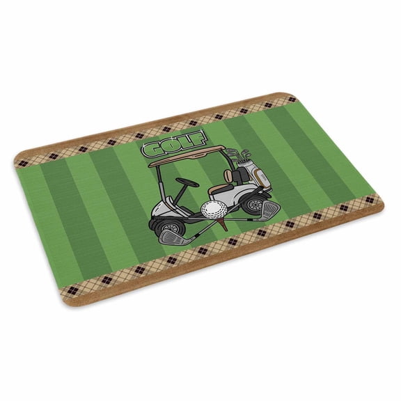 Golf Balls Doormat Outdoor Entrance 24"x36", Green Sports Art Truck Brown Lattice Absorb Moisture Dirt Door Mats, Non-Slip Rubber Backing Floor Mats Indoor, Low-Profile Front Door Rugs