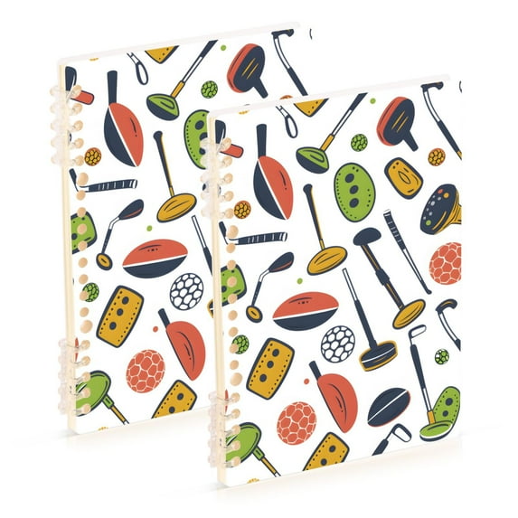 Golf Balls Ring Binder Notebook Journey Note Diary College Ruled Spiral Notebook Study Loose Leaf Paper A5 60 Pages