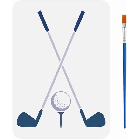 Golf Balls Stencil with a Paint Brush 11.7x8.3Inch Reusable Golf Clubs Painting Stencil PET Golf Decoration Template Sports Themes Template