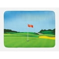 thumbnail image 1 of Golf Bath Mat, Teeing Ground with a Hole and Flag Golfing Field Competition Sports, Plush Bathroom Decor Mat with Non Slip Backing, 29.5" X 17.5", Green Pale Blue, by Ambesonne, 1 of 2