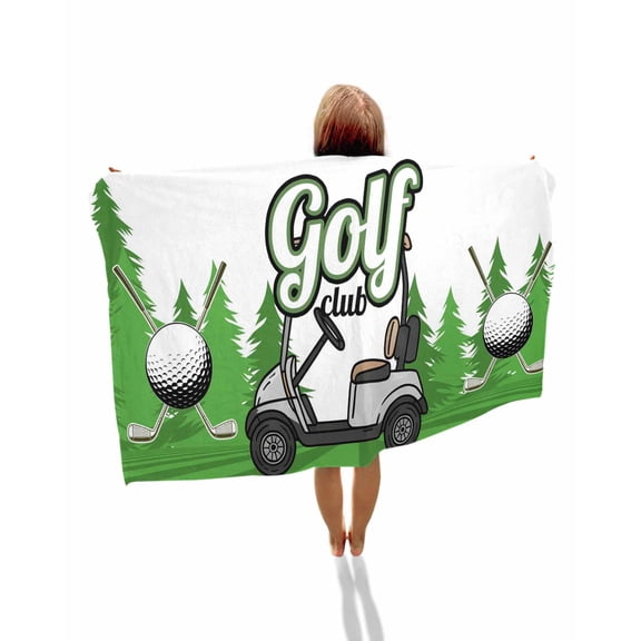 Golf Beach Towels Oversized Super Absorbent, Green Forest Tree Balls Clubs Sports Cartoon Lightweight Bath Towel Quick Dry Sets For Bathroom/Pool/Rv Camping/Beach Play/Gym Room/Picnic 23"x47"