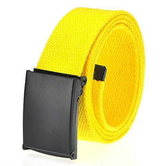 Golf Belt Canvas webbing Flip-Top Solid black Buckle (Yellow)