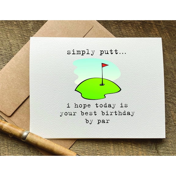 Golf Birthday Card  "Simply Putt" Funny Design  Blank Inside with Envelope  Perfect for Golf Enthusiasts Celebrating Their Special Day