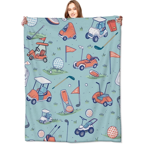 Golf Blanket Cart and Equipment Throw Blankets,Birthday Gifts for Kids Adult & Sport Lovers,Lightweight Soft Fleece Cozy for Sofa Couch Bed Room Art Modern Decor 50x60in