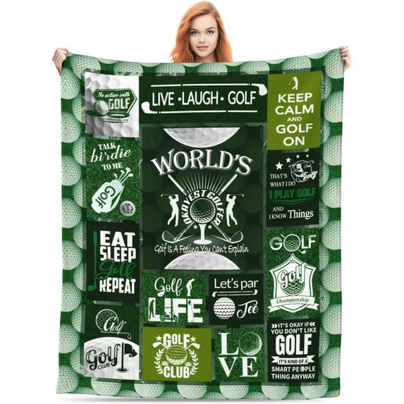 Golf Blanket, Fathers Day Blanket, Golf Theme Blankets Gifts for Husband/Dad/Boyfriend, Golfing Lover Gifts Birthday for Man Who Love to Go Golfing 50"x60" for Men