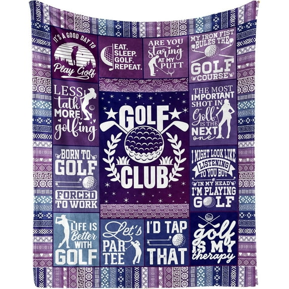 Golf Blanket for Women Men, Cool Golf Sports Themed Design Printed Purple Throw Blankets for Teens Adults Lap, Couch Bed, Warm Soft Cozy Blanket, 60"x 80"
