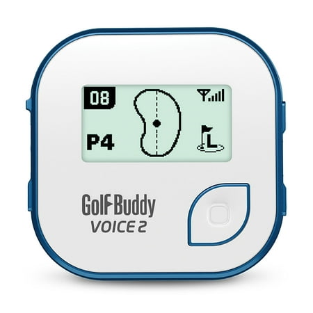 Golf Buddy Voice 2 Talking GPS Range Finder Rechargable Watch Clip-On White/Blue
