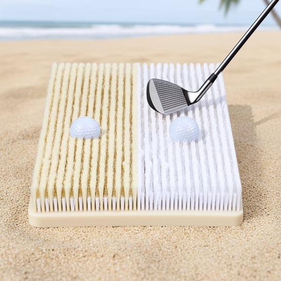 Golf Bunker Practice Mat, Dual Sand Trap Trainer with Shallow & Deep Pit Simulation, Golf Chipping Mat for Indoor Outdoor Golf Chipping Practice