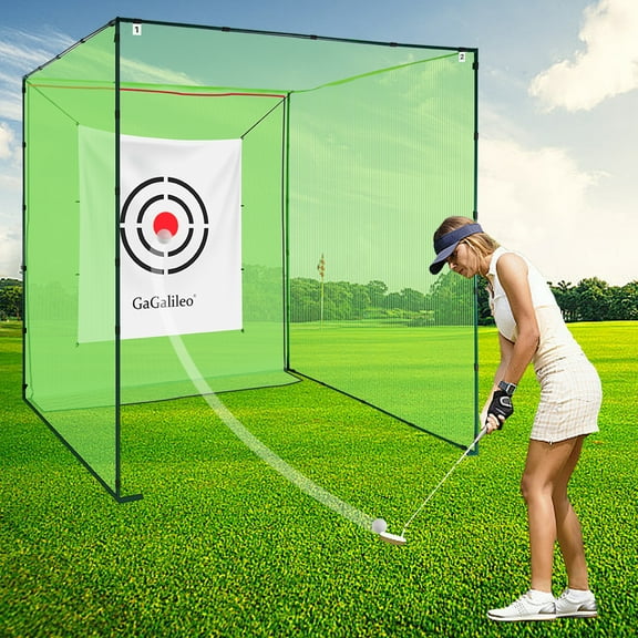 Golf Cage Net without Bottom, Golf Practice Hitting Cage Net with White Target 10'X 10'X 10'