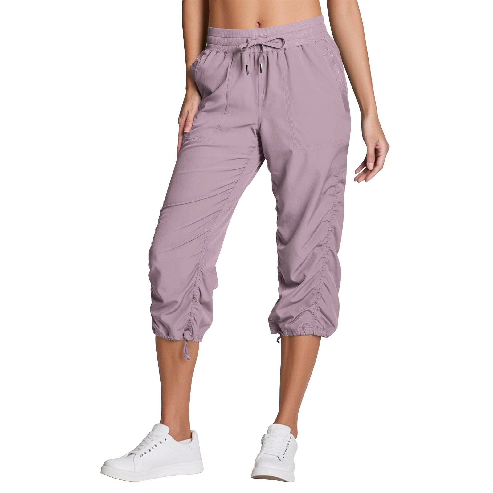 [CERRIC] WAIST STRING CAPRI CARGO PANTS /追跡付 Cargo Capris for Women Trendy Comfy Hiking Cargo Pants
