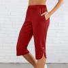 thumbnail image 1 of Golf Capris for Womens，Womens Side Split Cropped Capris Button Down Drawstring Elastic Waist Sweatpant Put On Strech Knee Length Tummy Control Capri Pants Athletic Exercise Workout Capris 2025, 1 of 8