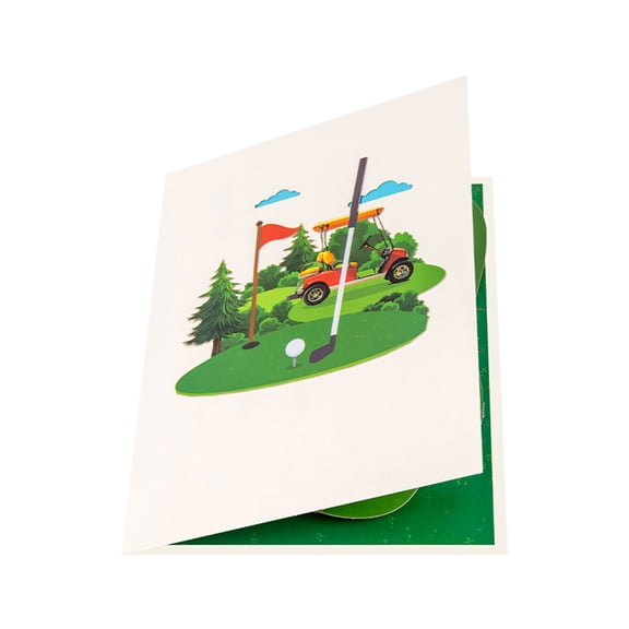 Golf Cart 3D Popup Greeting Card Sports Event Themed with Envelope for Gifts