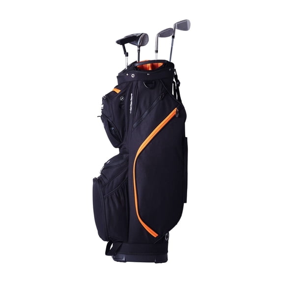Golf Cart Bag 14 Way Divider, 13 Pockets, Waterproof Golf Bags with Detachable Straps & Dust Cover for Men Women, Black & Orange