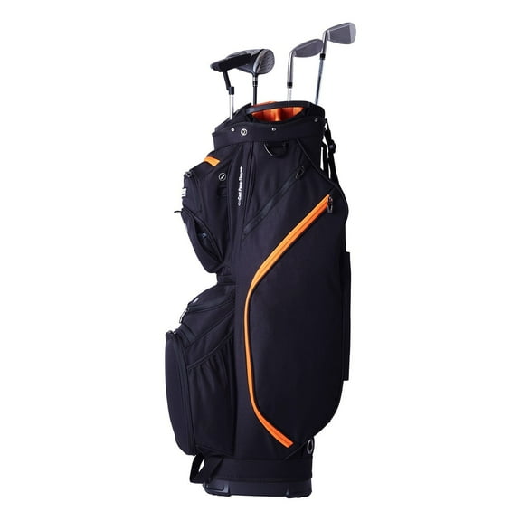 Golf Cart Bag with 14 Way Organizer Divider Top, 36' 13 Pockets Premium Cart Bag, Durable Golf Bags with Handles & Dust Cover & Detachable Straps for Men & Women, Black & Orange