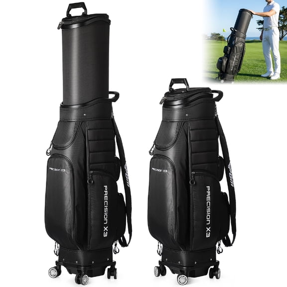 Golf Travel Bag Black Wheeled Trolley with Ergonomic Handle and Club Protection