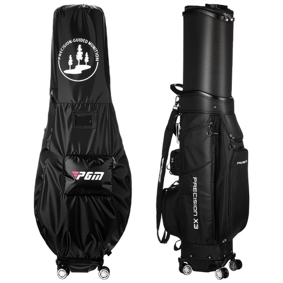 Professional Golf Bag Black with Waterproof Nylon and Integrated Handle for Cart Use