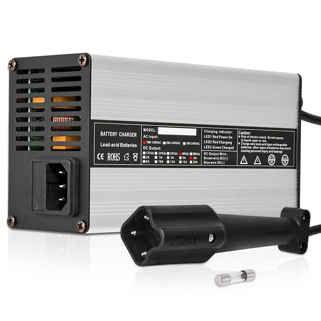 Top10 Racing 48 Volts 6 AMP Golf Cart Battery Charger 3-Pin Style Outlet Plug Club Car Charger with Fuse for  2007-2023 Yamaha G29