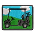 thumbnail image 1 of Golf Cart Caddy with Clubs Applique Multi-Color Embroidered Hook & Loop Patch - 2.5 Inch Small, 1 of 5
