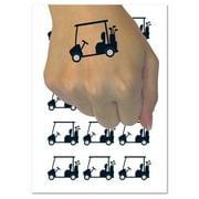 Golf Cart Caddy with Clubs Water Resistant Temporary Tattoo Set Fake Body Art Collection - 54 1" Tattoos (1 Sheet)