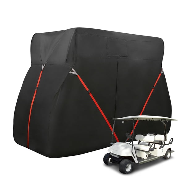 Golf Cart Cover Fit for 4+2 Passenger Cart, Heavy 420D Oxford Fabric Waterproof Windproof Durable Golf Cart Cover for Yamaha, for Honda, for Club Car, for EZGO Golf Cart