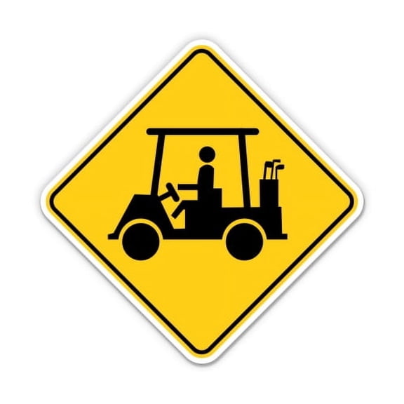 Golf Cart Crossing - 3" Vinyl Sticker - For Car Laptop Water Bottle Phone - Waterproof Decal