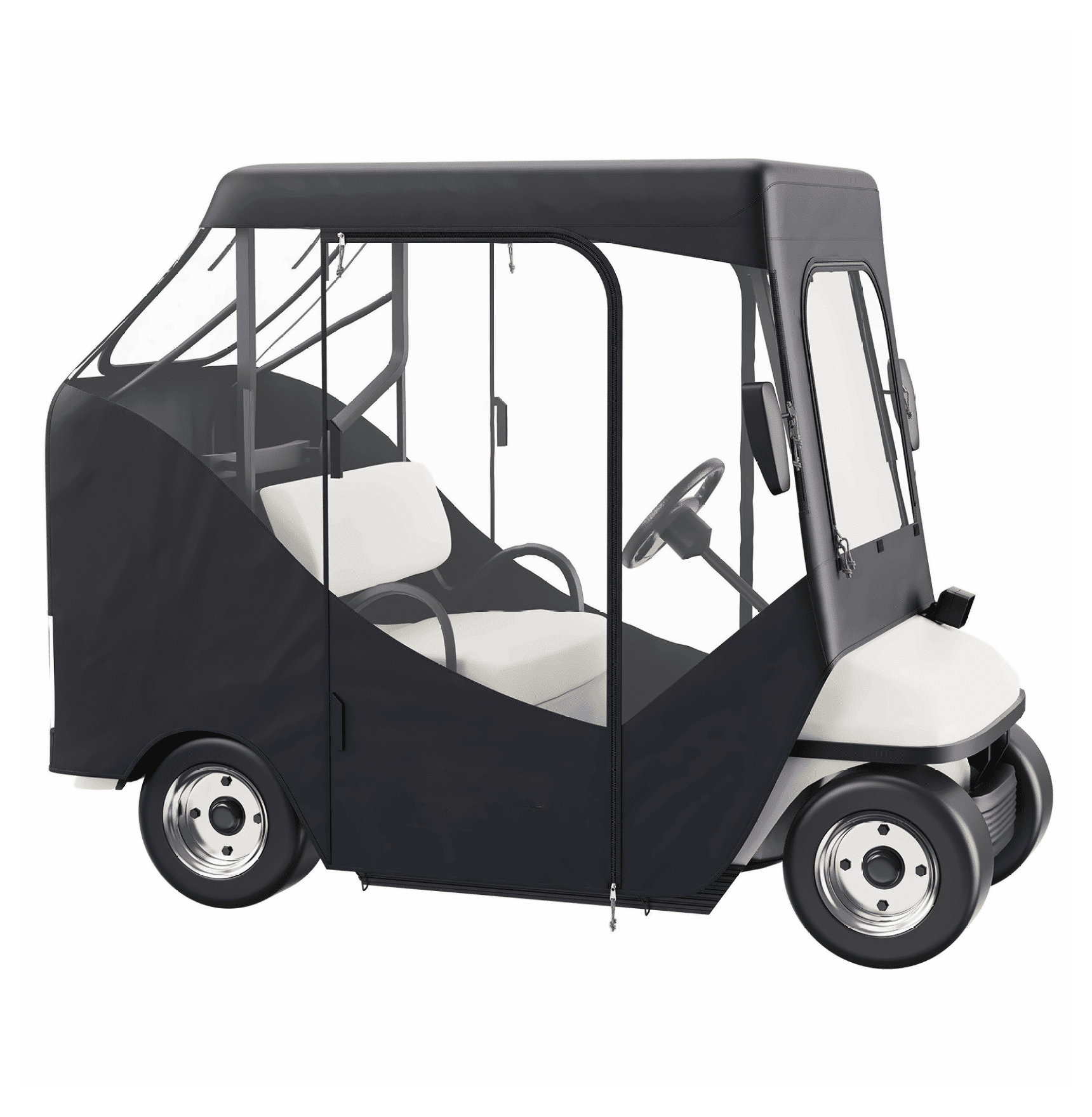 Golf Cart Enclosure 2 Seater, 600D Polyester Cover with Clear Windows, Universal Fit for EZGO TXT RXV Club Car, Waterproof Sunproof Outdoor Cart Cover