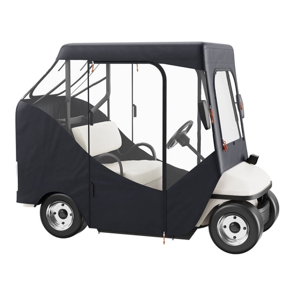 Golf Cart Enclosure 2-Seater, 600D Polyester Cover with Transparent Windows, Universal Fit for EZGO TXT RXV Club Car - Sunproof, Waterproof, Windproof Outdoor Cart Cover