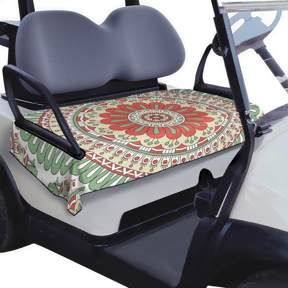 Golf Cart Front Bench Seat Cover 51" x 31" Featuring Mandala Art - Breathable Microfiber Towel for EZGO Liberty, Club Car Tempo, Yamaha Models