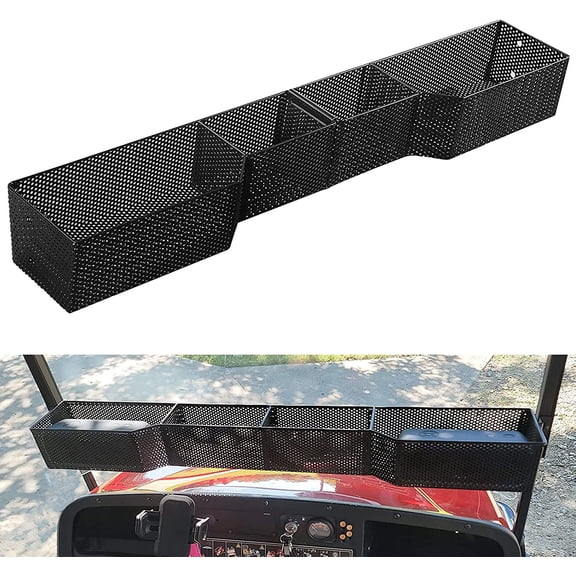 Golf Cart Front Inner Basket Mesh Storage Tray Organizer for EZGO TXT & RXV, Clubcar DS & Precedent | Heavy Steel | Extended Additional Storage for Golf Carts