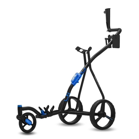 Golf Cart Golf Push Carts Wishbone - Swivel Front Wheel 360° Rotating, 1-Step Folding, Aircraft Grade Frame (Blue)