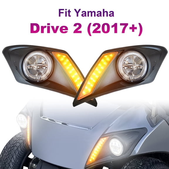 Golf Cart LED Headlight Kit for Yamaha Drive2 (2017+), 12V Street Legal Front Lights Kit for Gas & Electric Models