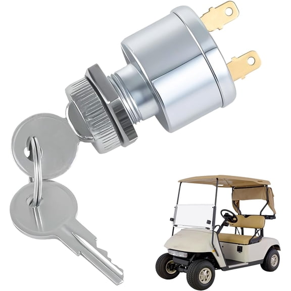 Golf Cart Ignition Switch with 2 Key Compatible with EZGO EZGO TXT, Medalist, Workhorse, ST, Marathon (1981 and up), 2-Terminal Starter Switch Key Replace# 17421-G1