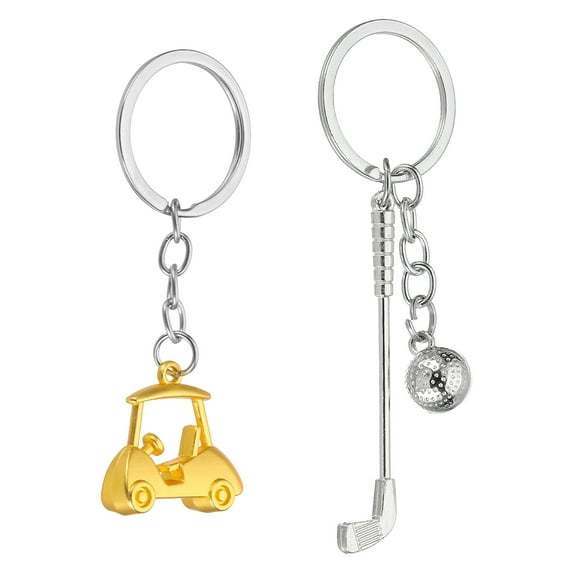 Golf Cart Keychain, Mini Cute Golf Ball Key Chain Sport Pendant Key Ring Bag Backpack Decor Gold