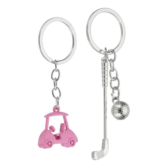 Golf Cart Keychain, Mini Cute Golf Ball Key Chain Sport Pendant Key Ring Bag Backpack Decor Pink